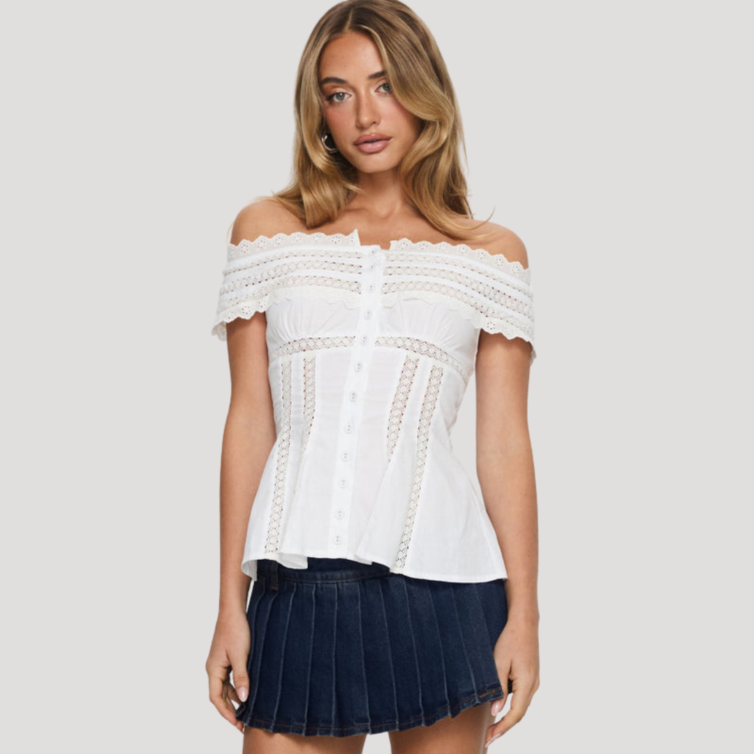 Women’s Off Shoulder Lace Peplum Blouse Top