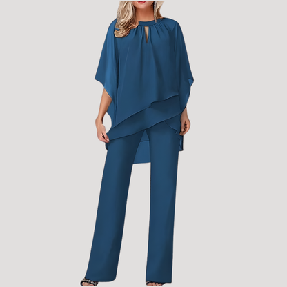 Women’s Elegant Chiffon Co-ord Trouser Suit – Two-Piece Set