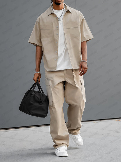 100% Cotton Cargo Style Shirt Set