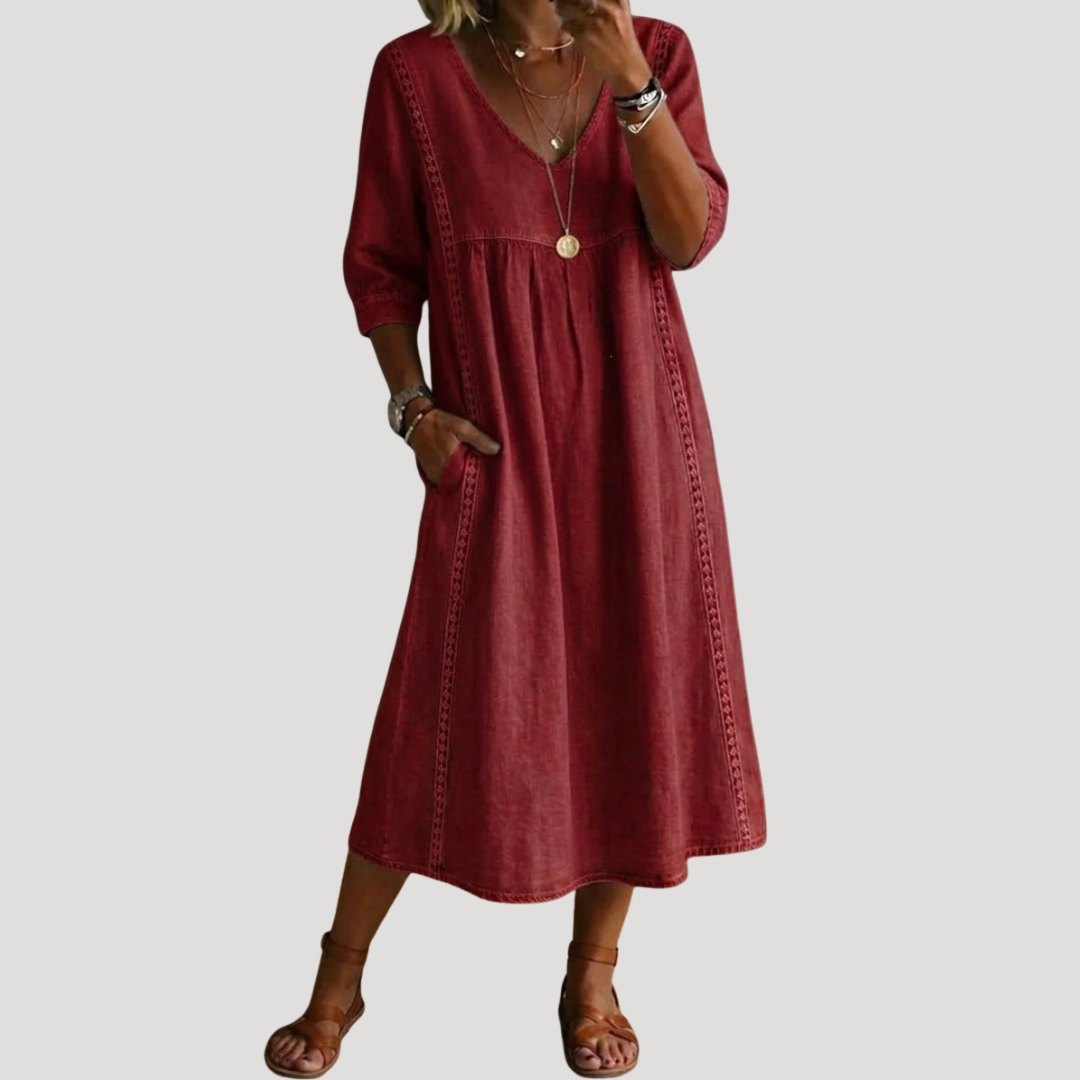 Women’s Flowy Casual Midi Denim Dress
