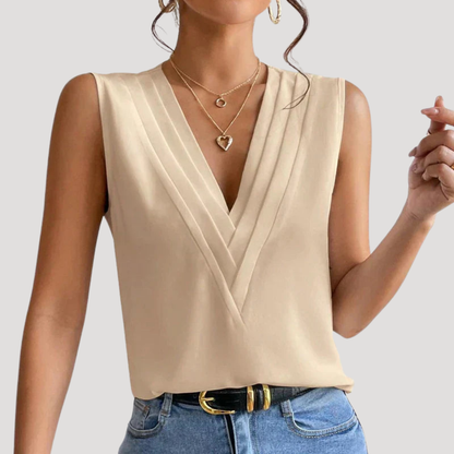 Women’s Elegant Sleeveless V Neck Summer Blouse