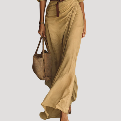 Flattering Long Sleeve Belted Button-Down Maxi Dress