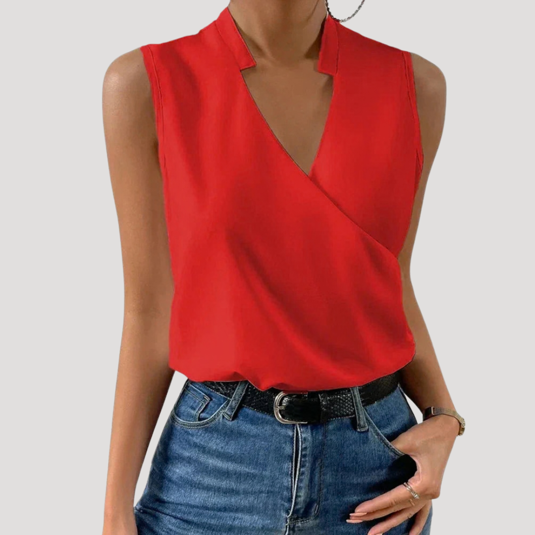 Women's Chic Wrap-Front Sleeveless Blouse