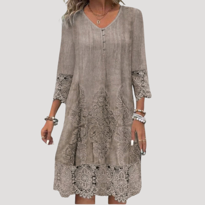 Boho Lace Hem Relaxed Tunic Day Dress