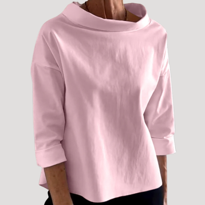Women's Relaxed Funnel Neck Long Sleeve Blouse