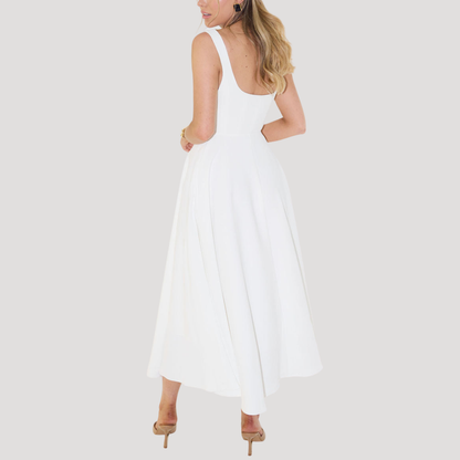 Women’s Elegant Wedding Guest Square Neck Midi Dress