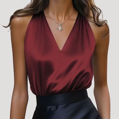Women’s Halter Neck Satin Blouse Top