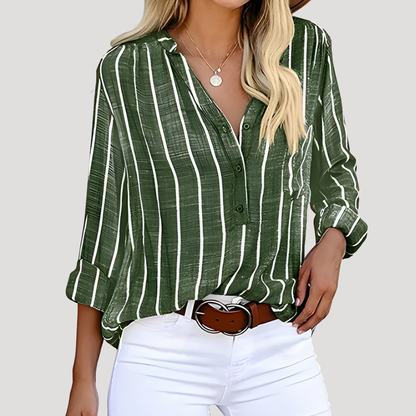 Women's Chic Striped Everyday Button Blouse
