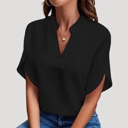 Women's Effortless Split-Neck Flowy Sleeve Blouse