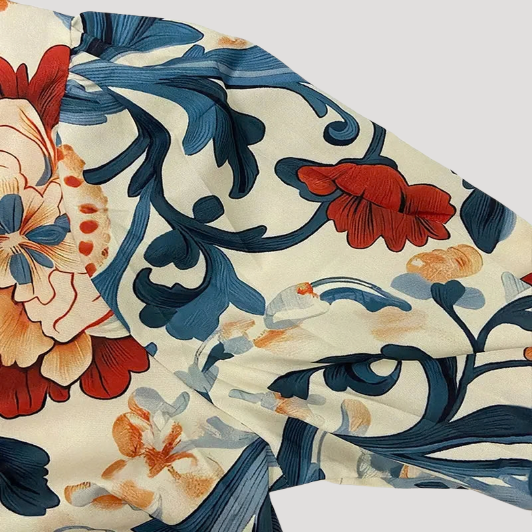 Women's Vintage Floral Print Collared Blouse