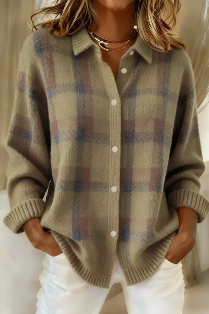 Anna™ | Soft Knit Plaid Cardigan