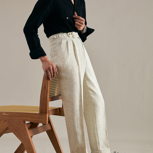 Brunello Double Pleat Linen Trousers