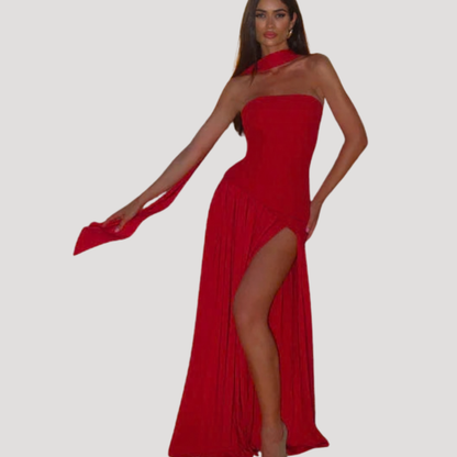 Elegant Strapless Pleated Maxi Dress for Prom and Evening Events
