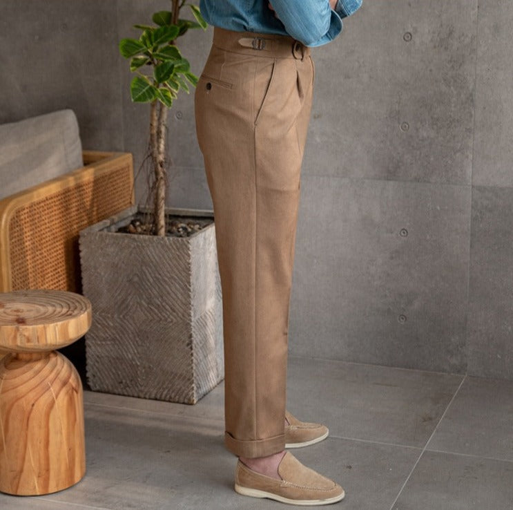 Straight Cotton Canvas Trousers Riviera