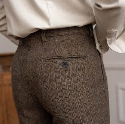 Herringbone Wool Blend Suit Trousers "Winchester"