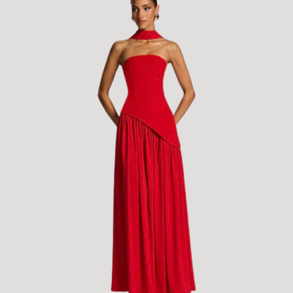 Elegant Strapless Pleated Maxi Dress for Prom and Evening Events