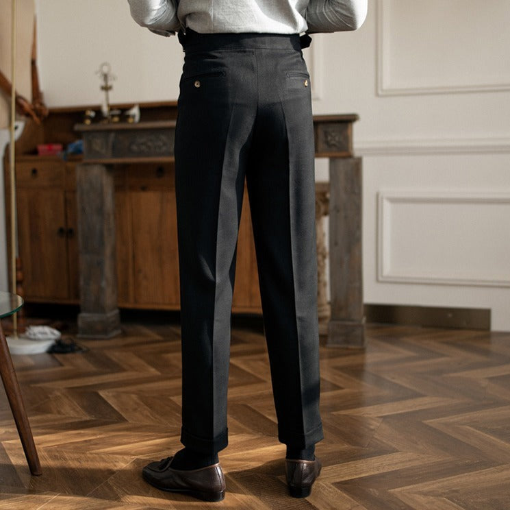 Gurkha Pleated Straight Trousers Cipressa