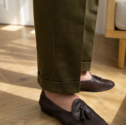 Straight Cotton Canvas Trousers Antibes