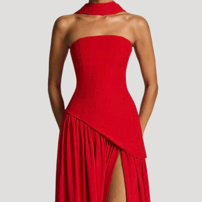 Elegant Strapless Pleated Maxi Dress for Prom and Evening Events