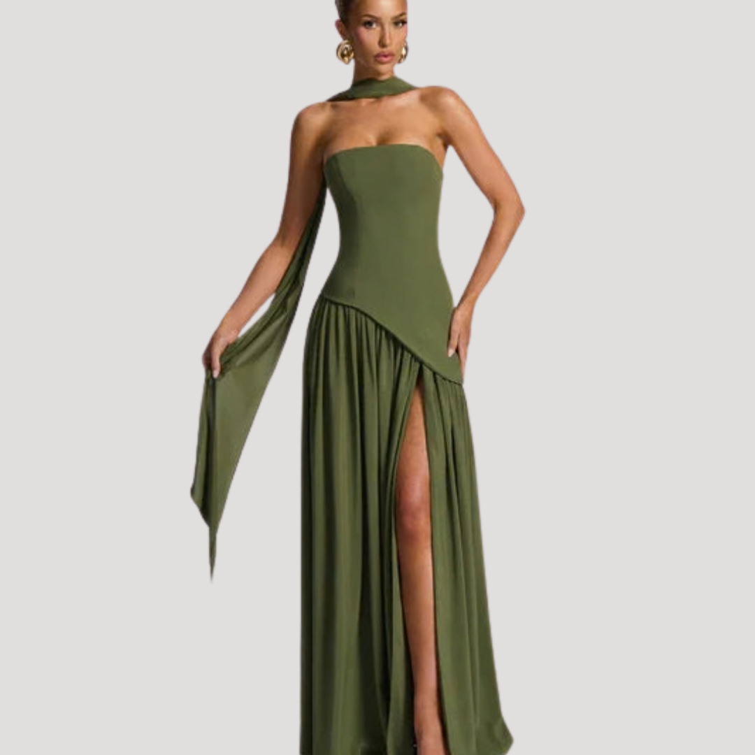Elegant Strapless Pleated Maxi Dress for Prom and Evening Events