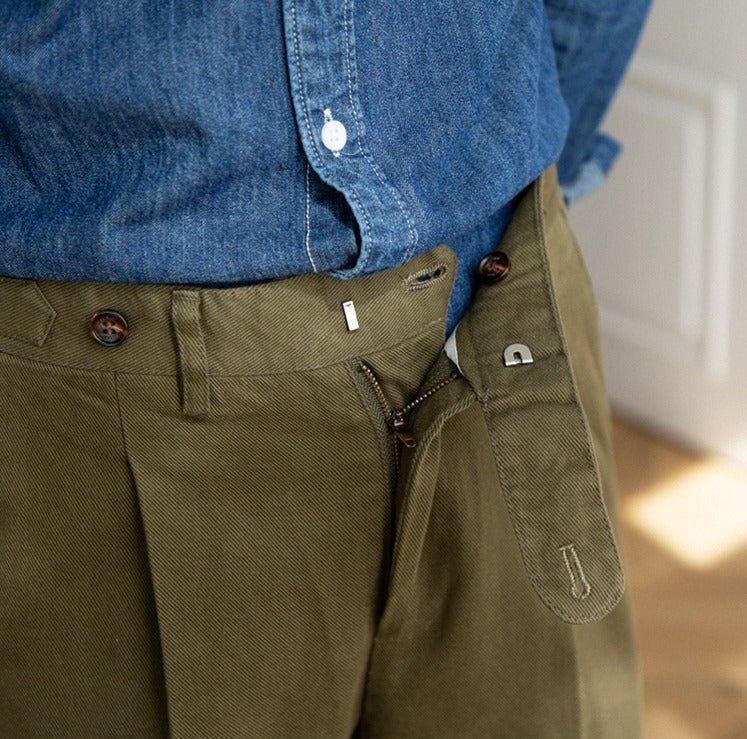 Straight Cotton Canvas Trousers Antibes