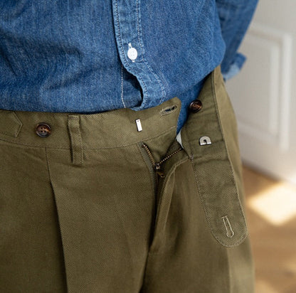 Straight Cotton Canvas Trousers Antibes