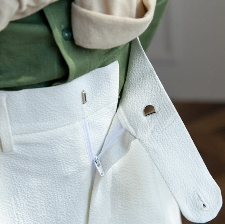 Double Pleat Airy Seersucker Trousers Positano