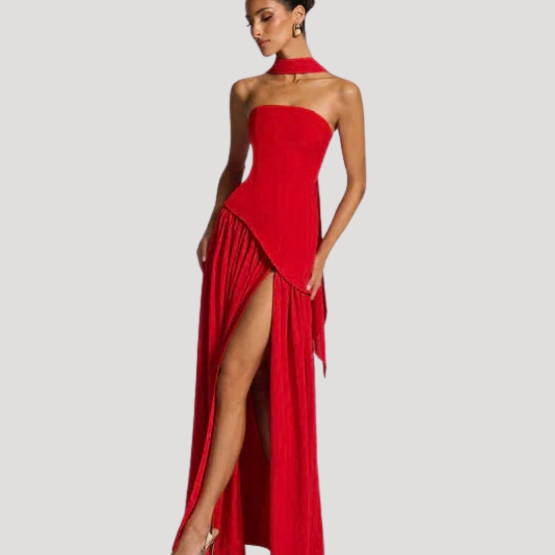 Elegant Strapless Pleated Maxi Dress for Prom and Evening Events
