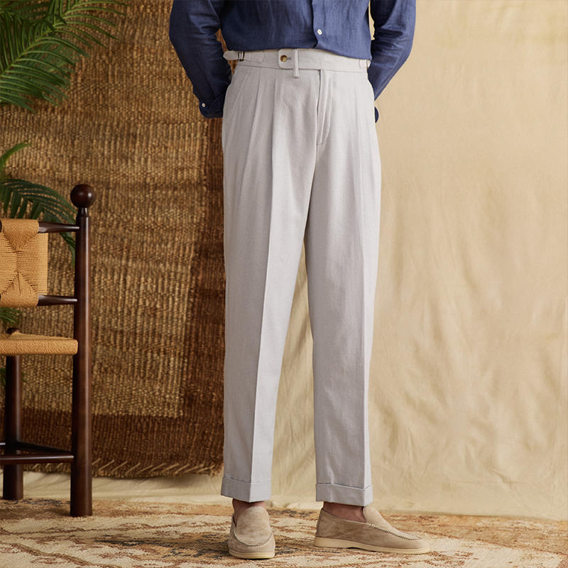Monaco Double Pleat Linen Trousers
