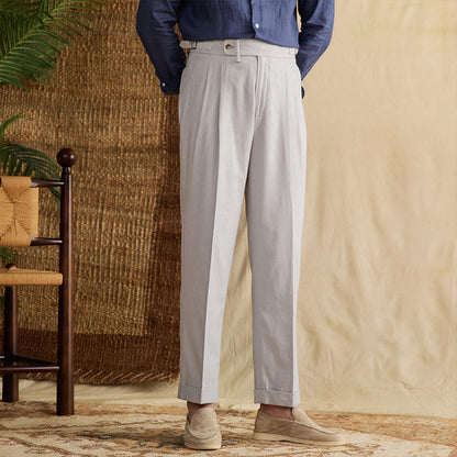 Monaco Double Pleat Linen Trousers