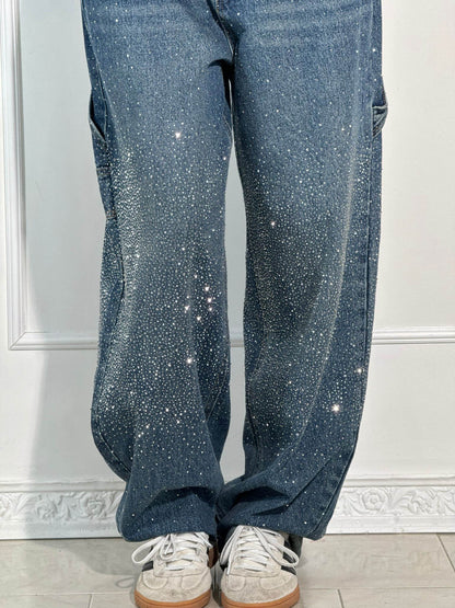 Rosaline - Sparkly Carpenter Jeans with a Fitted Waist