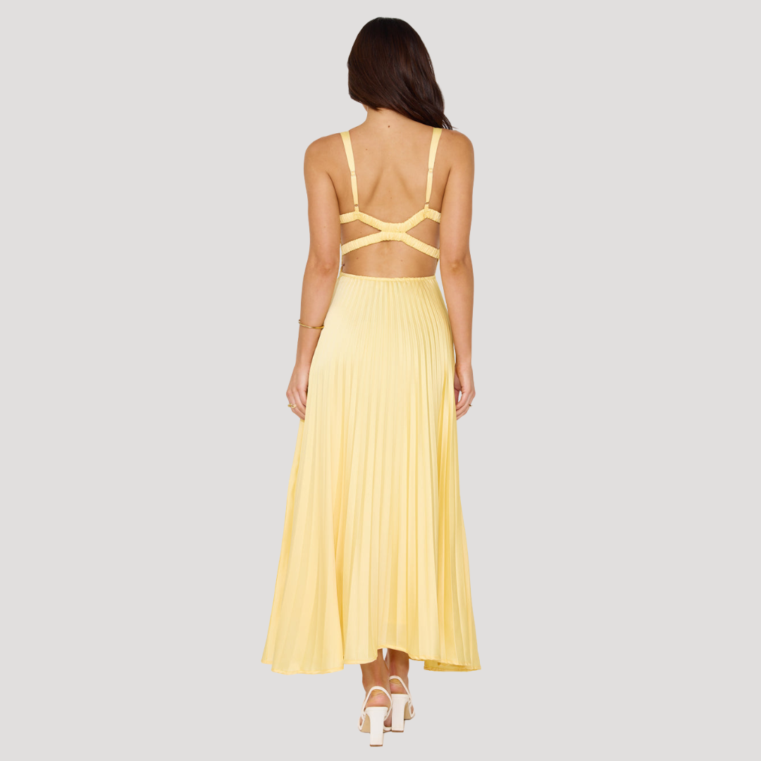Backless Pleated Maxi Summer Dress