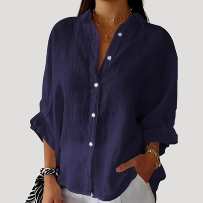 Women’s Button Down Shirt – Lightweight Long Sleeve Summer Top