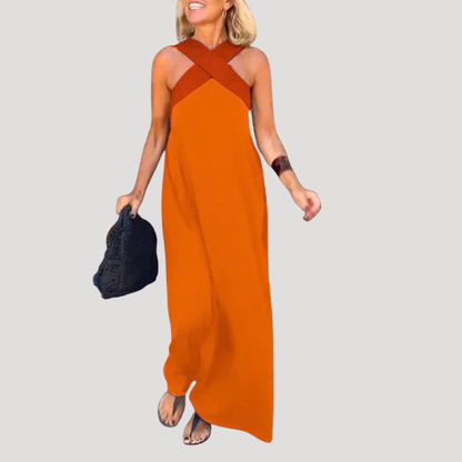 Cross-Over Halter Neck Maxi Dress