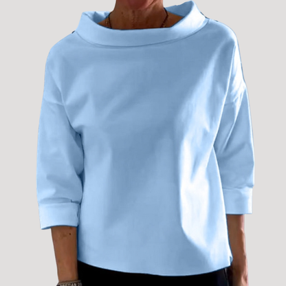 Women's Relaxed Funnel Neck Long Sleeve Blouse