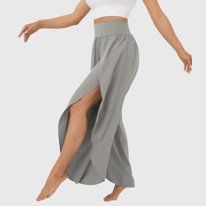 Women’s Elasticated High Waist Wide Leg Split Hem Trousers