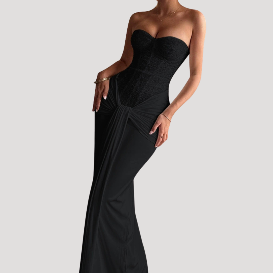 Women’s Elegant Strapless Corset Evening Maxi Dress