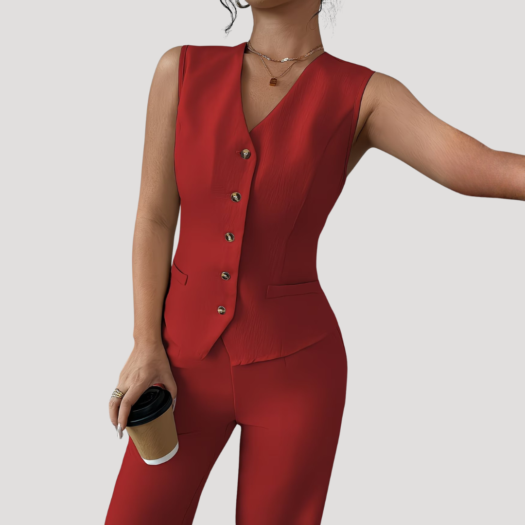Women’s Elegant Tailored Waistcoat Trouser Co Ord Set