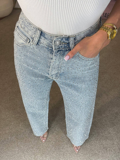 Alida - High-waisted jeans with diamonds