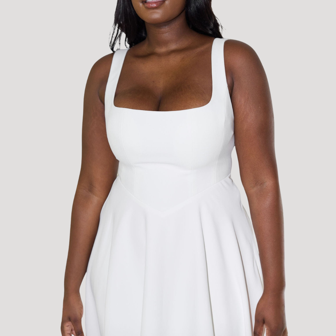 Women’s Elegant Wedding Guest Square Neck Midi Dress