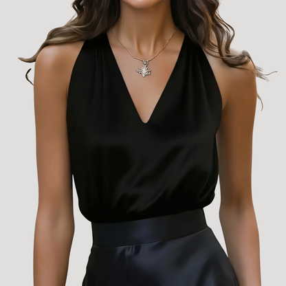 Women’s Halter Neck Satin Blouse Top