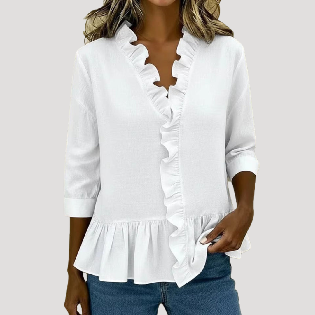 Women’s Ruffle Long Sleeve Peplum Blouse