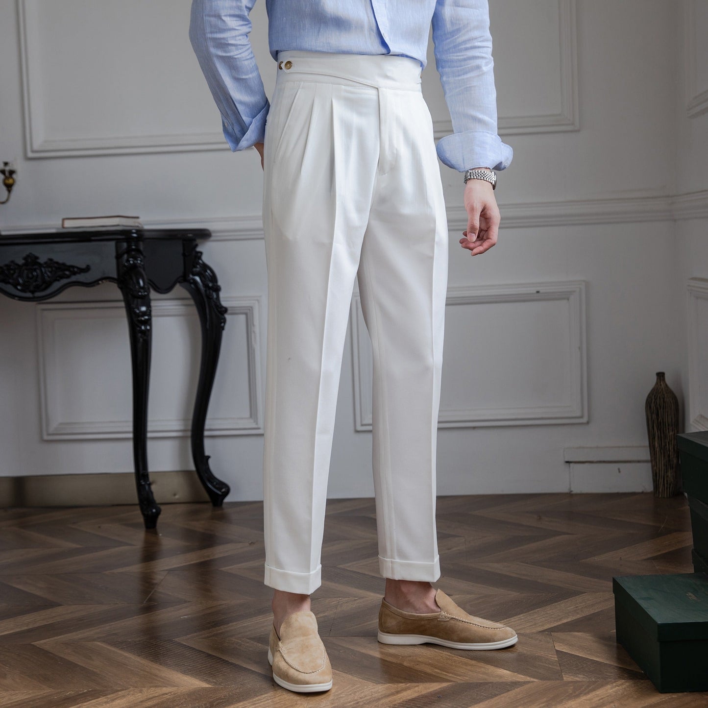 Moneglia Straight Cut Pleated Trousers