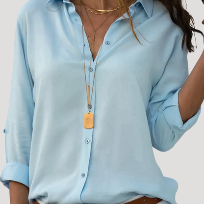 Women’s Elegant Long Sleeve Chiffon Button Blouse