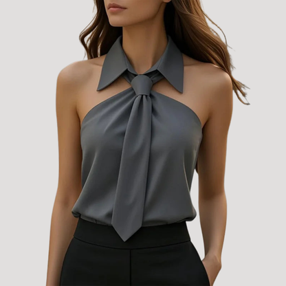 Women’s Elegant Halter Neck Tie Blouse
