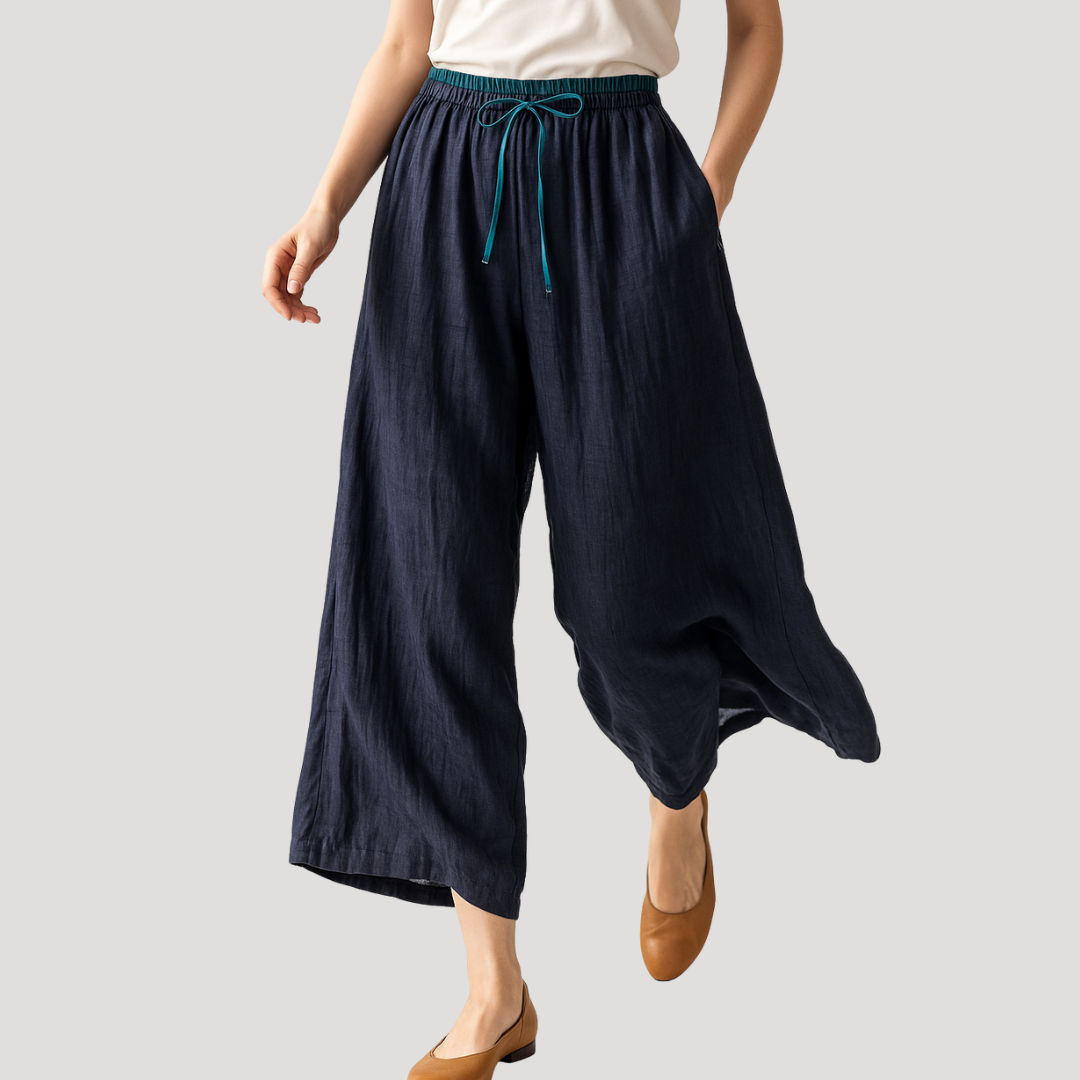 Women’s Linen Wide Leg Drawstring Trousers