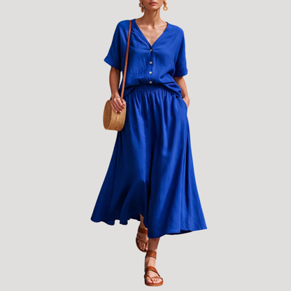 Women’s Summer Comfort Flowy Midi Skirt Co Ord Set