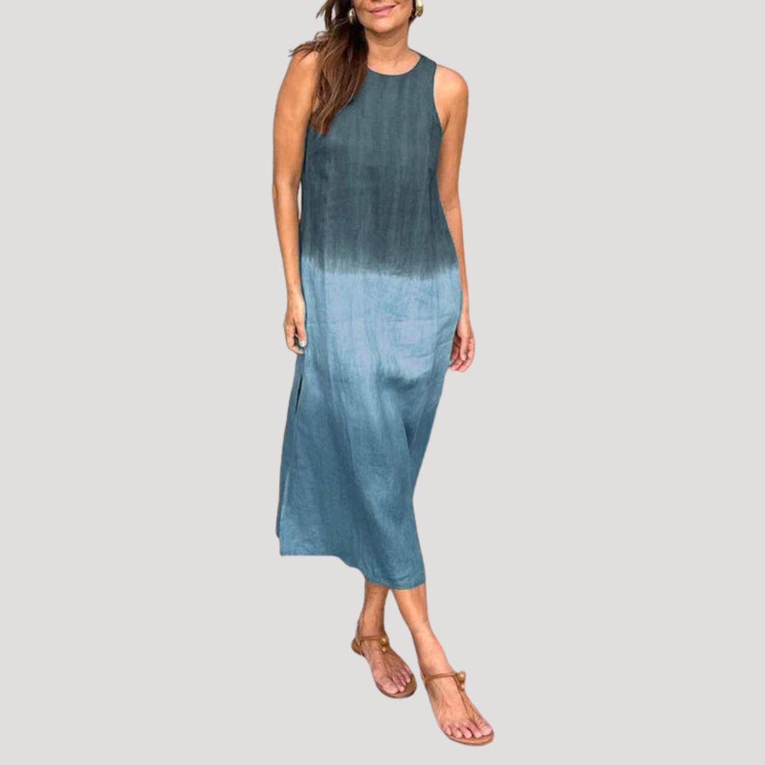 Sleeveless Ombre Midi Shift Dress