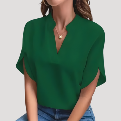 Women's Effortless Split-Neck Flowy Sleeve Blouse