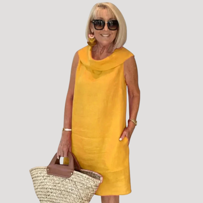 Women’s Flowy Summer Cowl Neck Shift Dress